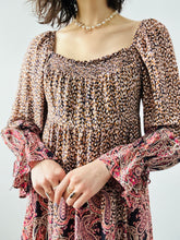 Load image into Gallery viewer, Pink floral paisley mini dress
