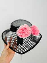 Load image into Gallery viewer, Vintage black mesh fascinator/hat

