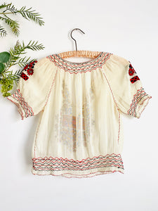 Vintage 1930s Hungarian Embroidered Peasant Blouse