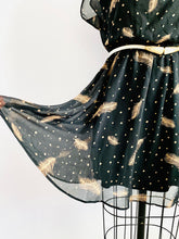 Load image into Gallery viewer, Black Polka Dots Novelty Feather Print Dress
