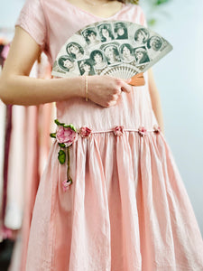 Vintage 1920s pastel pink ribbonwork dress