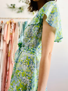Vintage 1920s style green floral dress
