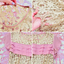 Load image into Gallery viewer, Vintage 1920s pink flapper lace dress
