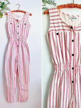 Load image into Gallery viewer, Vintage red stripes “ideas”  jumpsuit
