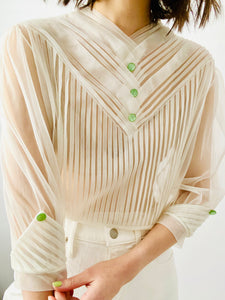 Vintage 1940s semi sheer pleated top