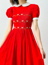 Load image into Gallery viewer, Vintage 1950s red embroidered cotton dress
