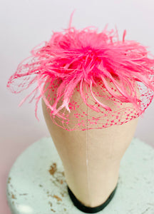 Vintage Pink Millinery Fascinator with Ostrich Feathers