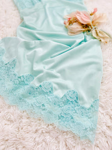 Vintage pastel blue lingerie lace slip