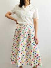 Load image into Gallery viewer, Vintage 1940s white cotton top with embroidered vintage labels
