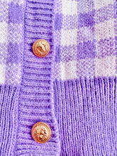 Load image into Gallery viewer, Purple plaid cropped cardigan top
