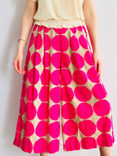 Load image into Gallery viewer, Hot Pink Circle Pattern Wide Leg Pants Linen Cotton Blend

