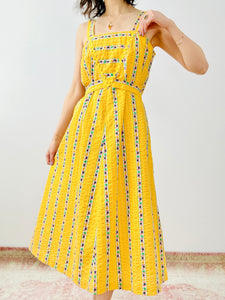 Vintage 1940s yellow floral dress