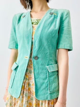Load image into Gallery viewer, Vintage 1940s turquoise corduroy jacket
