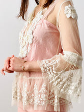 Load image into Gallery viewer, Vintage tulle lace blouse w beaded embroidery
