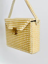 Load image into Gallery viewer, Vintage beige color faux pearl handbag vintage purse
