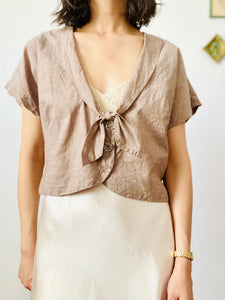 Vintage 1940s chestnut color front bow tie top
