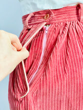 Load image into Gallery viewer, Vintage 1970s raspberry pink corduroy skirt with pockets
