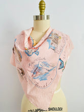 Load image into Gallery viewer, Vintage pink novelty souvenir print scarf
