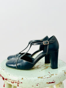 Vintage Mary Janes Leather Heels