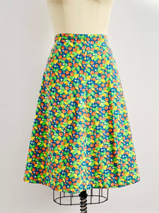 Vintage Floral Strawberry Print Novelty Cotton Skirt