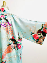 Load image into Gallery viewer, Vintage Pastel Blue Kimono with Peacocks Cherry Blossoms
