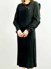 Load image into Gallery viewer, Vintage 1940s Black Rayon Crepe Dress w Dolman sleeves
