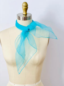 Vintage pastel blue color sheer scarf bandana