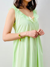 Load image into Gallery viewer, Vintage 1960s pastel green lingerie slip dress with ribbon
