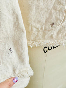 Vintage embroidered white denim novelty jacket