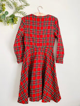 Load image into Gallery viewer, Vintage red plaid dress with bow fall dress

