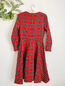 Vintage red plaid dress with bow fall dress