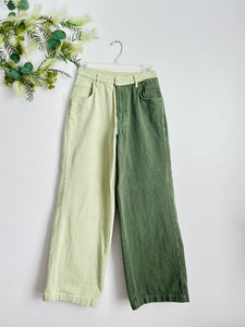 Vintage two tone colorblock wide leg pants