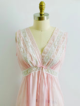 Load image into Gallery viewer, vintage 1940s pink lingerie lace night gown on mannequin

