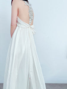 Amazing designer silk gown rhinestone beaded wedding dress Anna Campbell dress