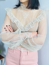 Load image into Gallery viewer, Vintage 1970s Tulle Lace Blouse Victorian Style
