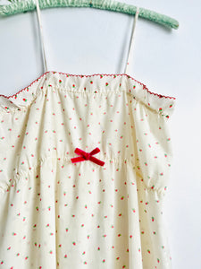 Vintage pink strawberry print slip dress
