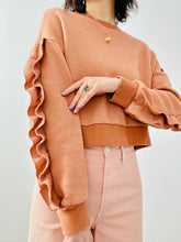 Load image into Gallery viewer, Peach color ruffled pullover top
