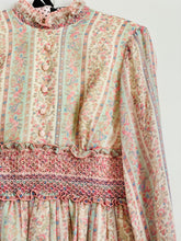 Load image into Gallery viewer, Vintage 1970s ruched floral maxi cotton dress
