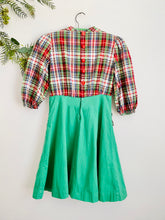 Load image into Gallery viewer, 1930s Green Plaid Dress w Red Buttons and Pockets
