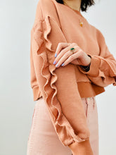 Load image into Gallery viewer, Peach color ruffled pullover top
