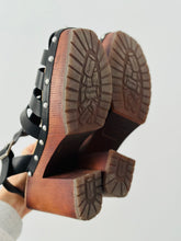 Load image into Gallery viewer, Black clog style wooden heels
