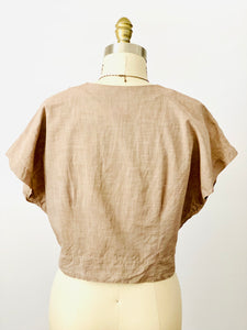 Vintage 1940s chestnut color front bow tie top