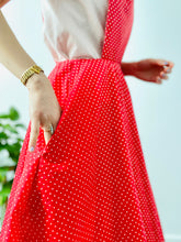 Load image into Gallery viewer, Vintage watermelon red polka dots overall dress
