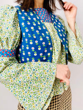 Load image into Gallery viewer, Vintage 1960s cotton floral blouse reversible vest set peasant top
