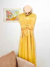 Load image into Gallery viewer, Vintage 1940s ruched satin lace dress
