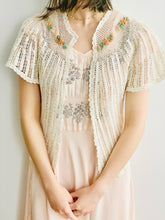 Load image into Gallery viewer, 1930s Peach Rayon Lingerie dress w Sweet Embroidery Cap Sleeves
