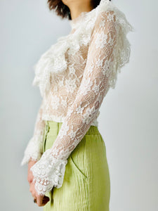 White tulle lace blouse