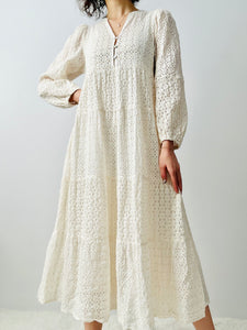 Vintage white eyelet maxi dress