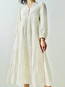 Vintage white eyelet maxi dress