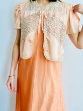 Load image into Gallery viewer, 1940s Pink Lace Bed Jacket w Ribbon Ties
